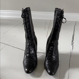 Franco Sarto Black Lace-Up Women's Boots